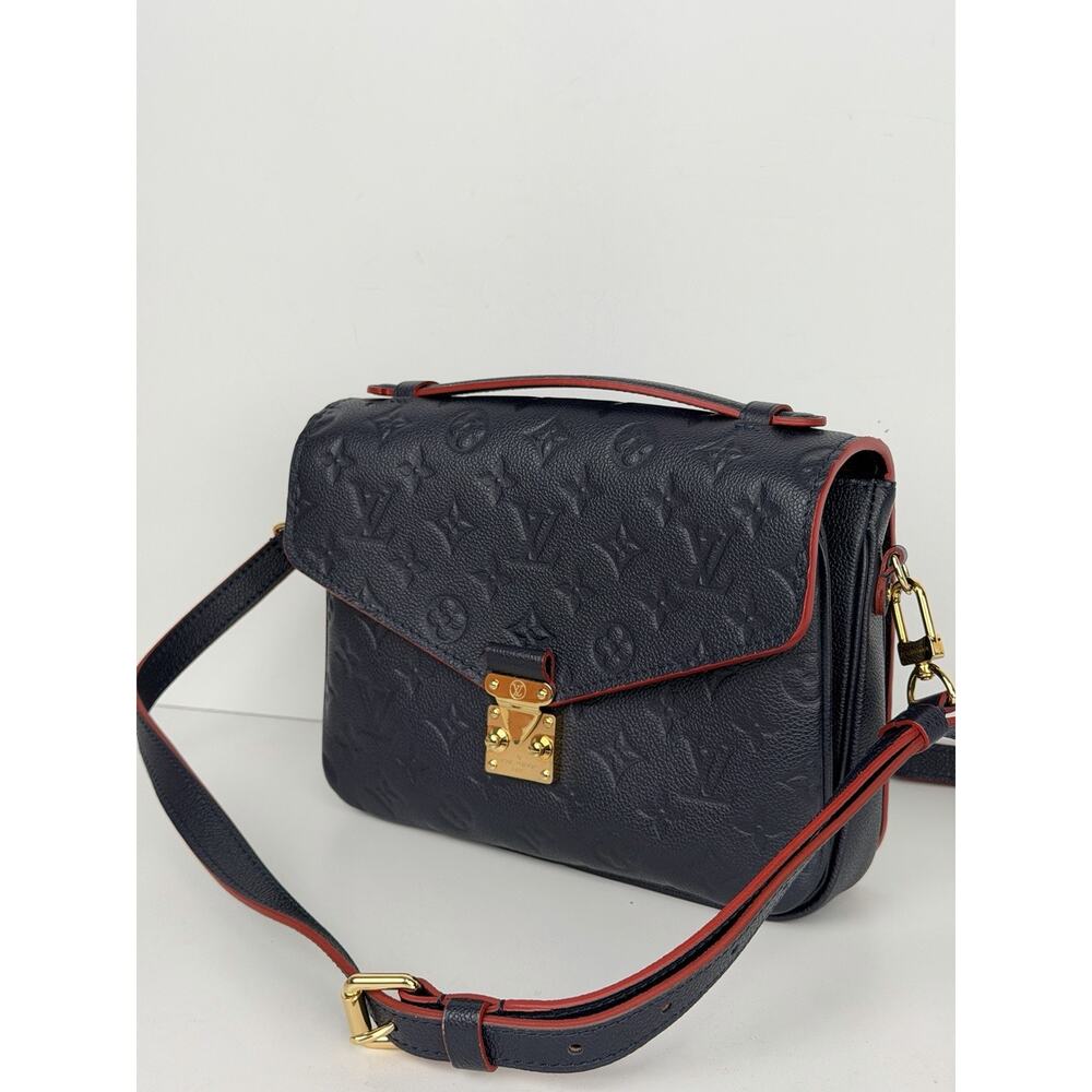 Louis Vuitton Pochette Metis MM Handbag Marine Rouge Empreinte Leather NFC E4